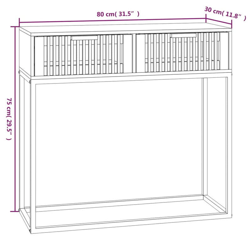 vidaXL Console Table Black 80x30x75 cm Engineered Wood and Iron