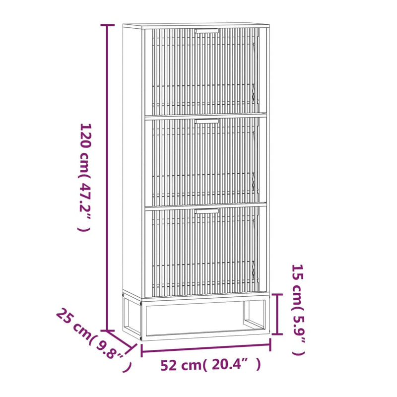 vidaXL Shoe Cabinet Black 52x25x120 cm Engineered Wood