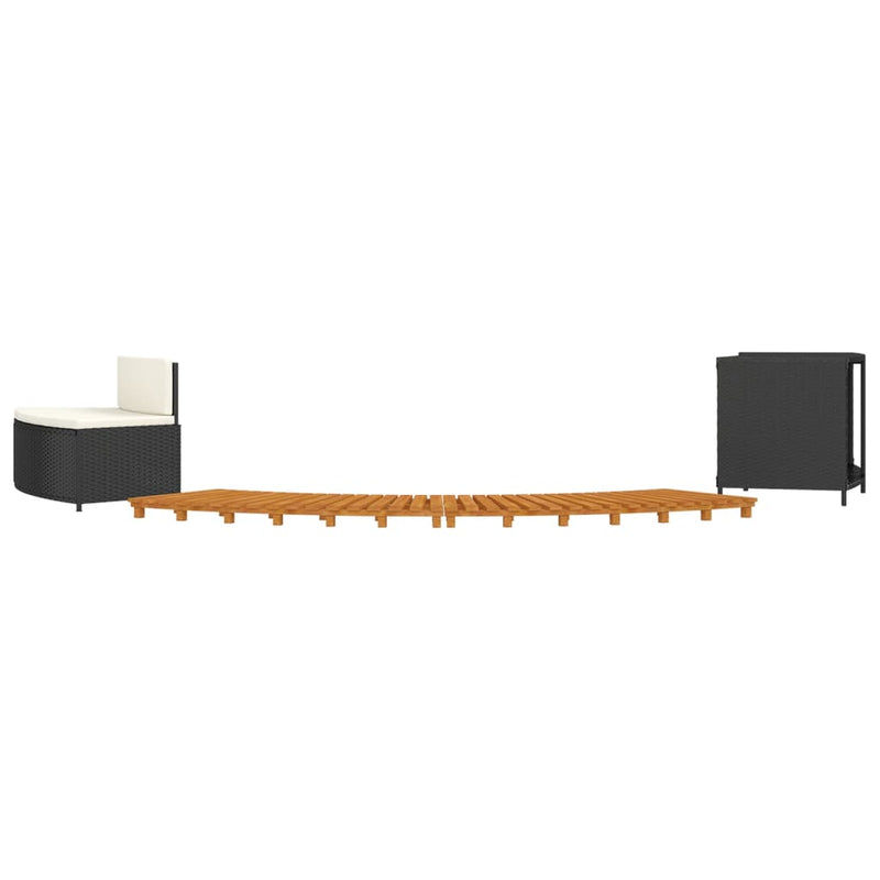 vidaXL Hot Tub Surround Black Poly Rattan and Solid Wood Acacia