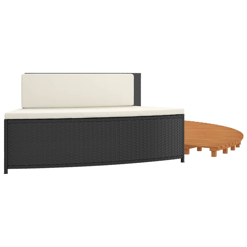 vidaXL Hot Tub Surround Black Poly Rattan and Solid Wood Acacia