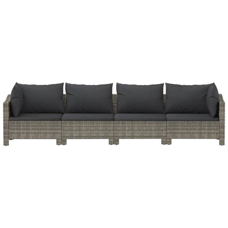 vidaXL 4 Piece Garden Lounge Set with Cushions Grey Poly Rattan
