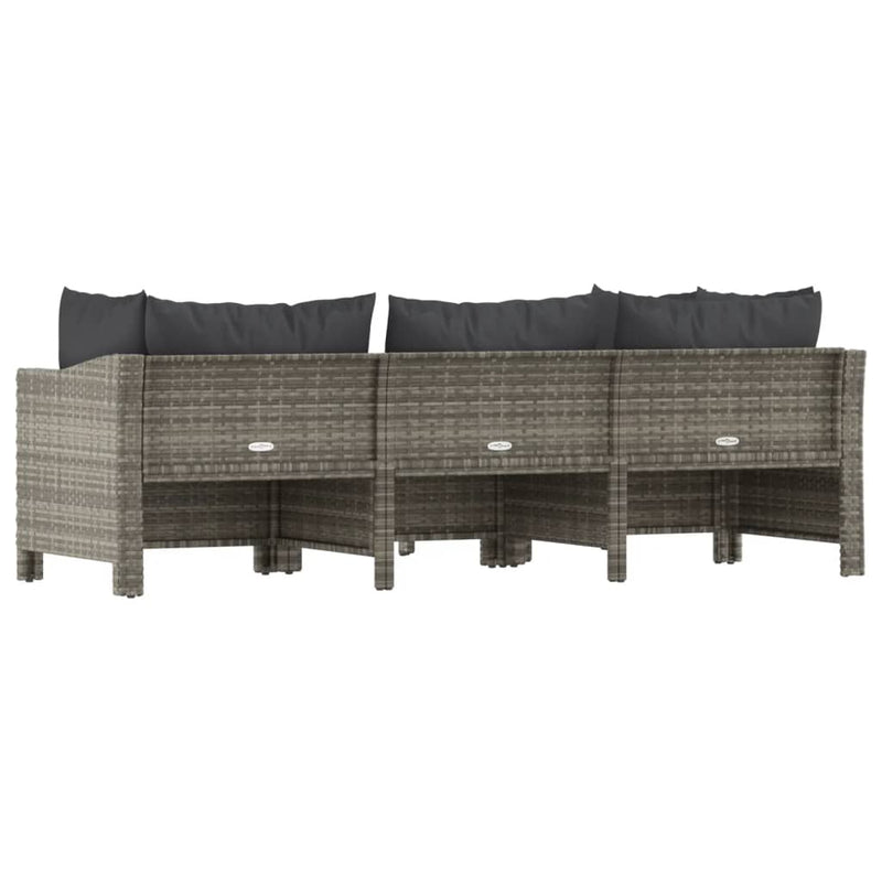 vidaXL 4 Piece Garden Lounge Set with Cushions Grey Poly Rattan