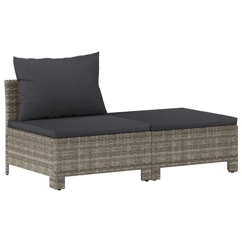 2 Piece Garden Lounge Set with Cushions Grey Poly Rattan