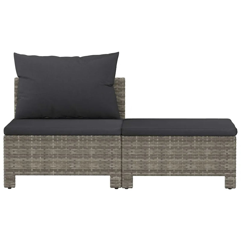 2 Piece Garden Lounge Set with Cushions Grey Poly Rattan