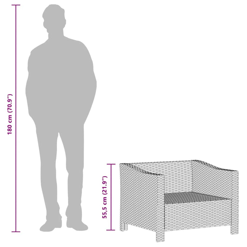 vidaXL Garden Armchair with Cushion Grey Poly Rattan