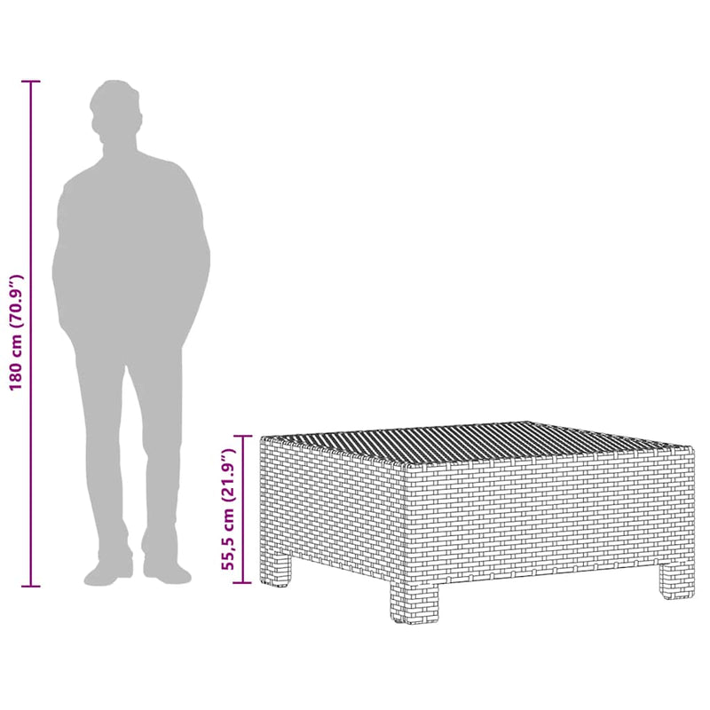 Garden Footrest with Cushion Grey Poly Rattan