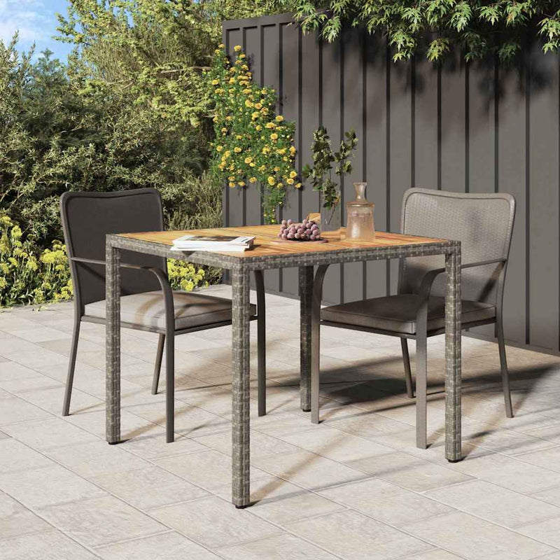 vidaXL Garden Dining Table Grey 90 x 90 x 75 cm Poly Rattan