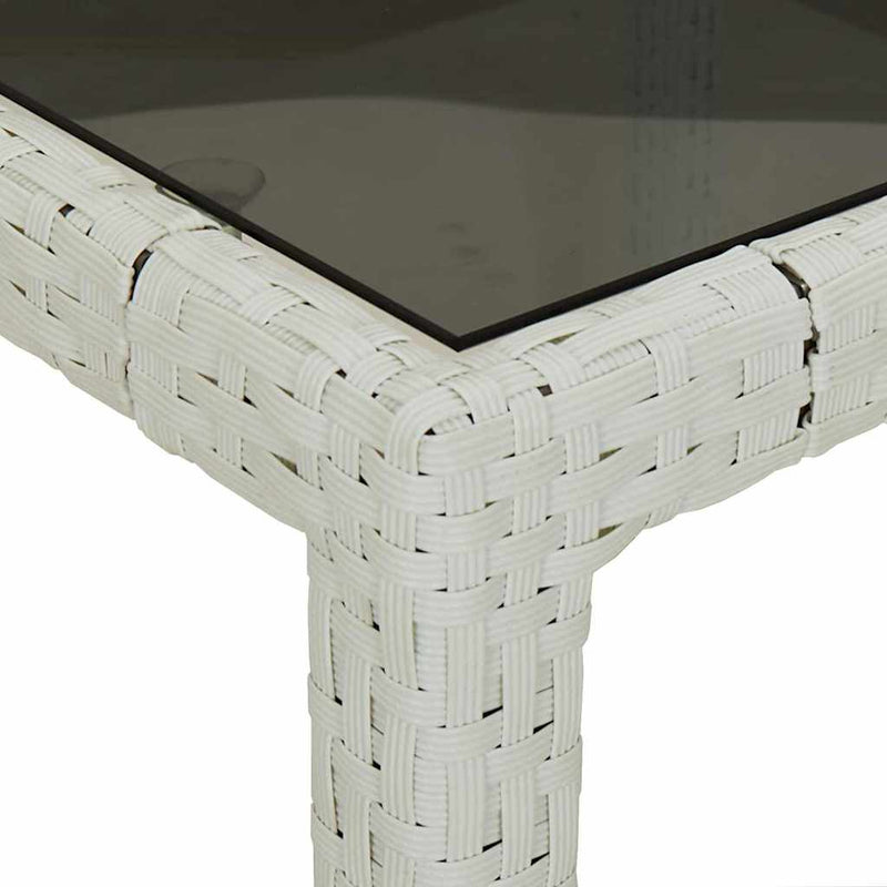 vidaXL Garden Dining Table White 150 x 90 x 75 cm Poly Rattan