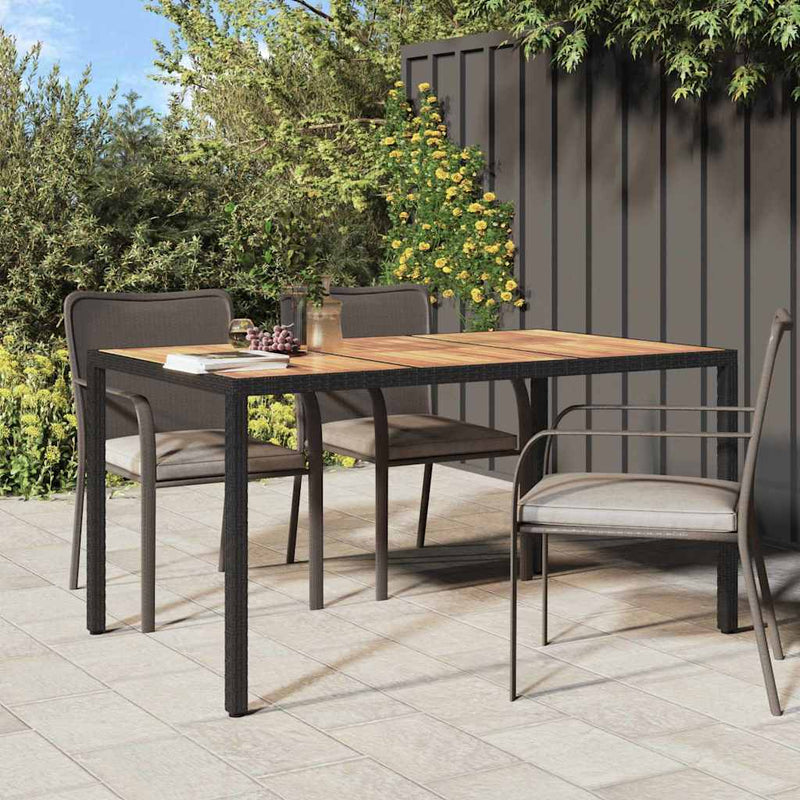 vidaXL Garden Dining Table Black 150 x 90 x 75 cm Poly rattan