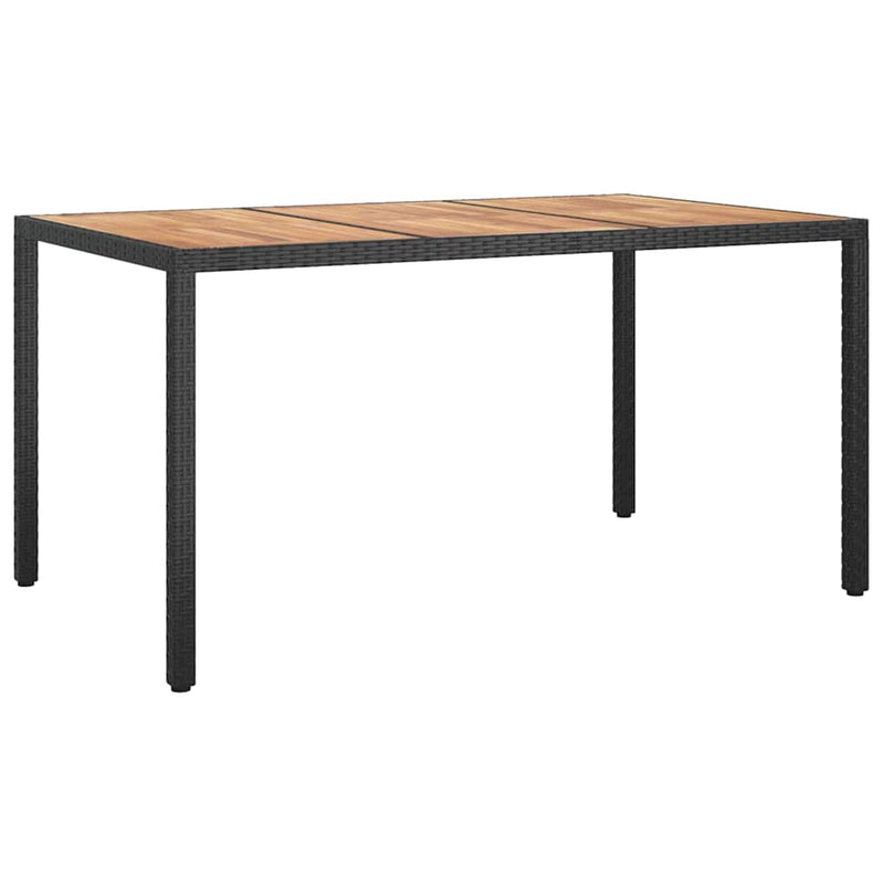 vidaXL Garden Dining Table Black 150 x 90 x 75 cm Poly rattan