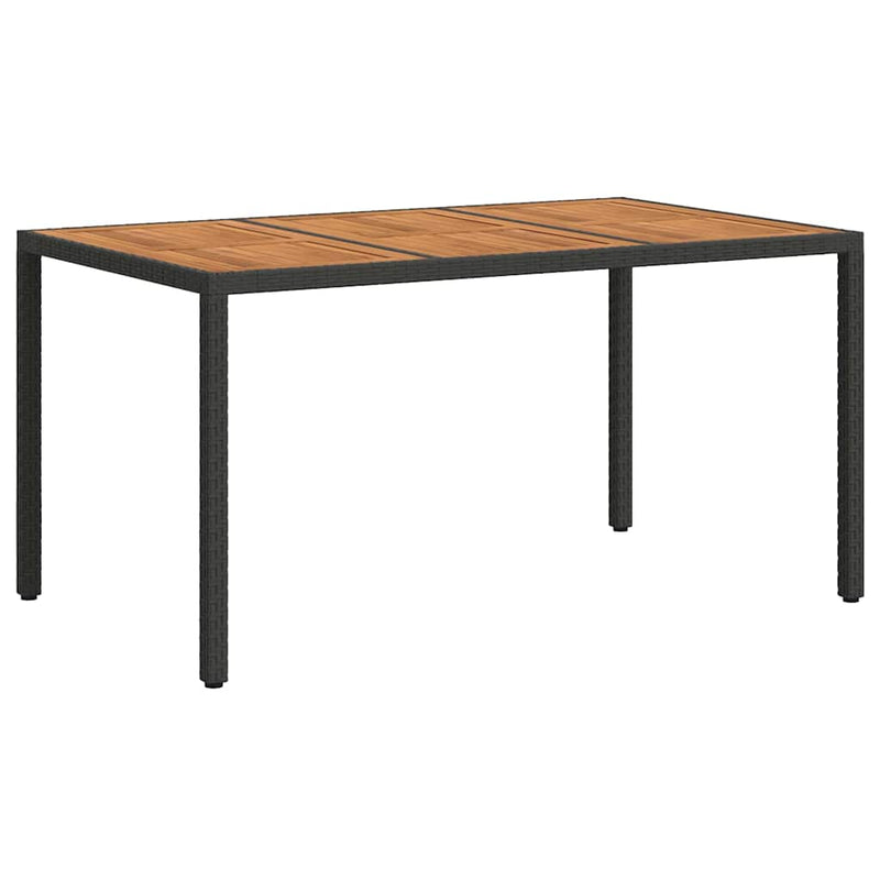 vidaXL Garden Dining Table Black 150 x 90 x 75 cm Poly Rattan