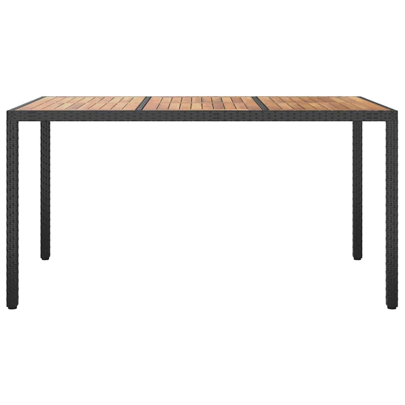 vidaXL Garden Dining Table Black 150 x 90 x 75 cm Poly Rattan