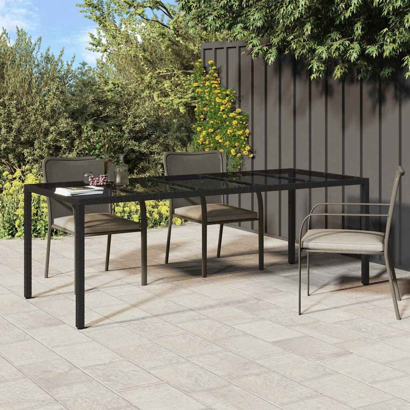 vidaXL Garden Dining Table Pure Black 250 x 100 x 75 cm Poly Rattan