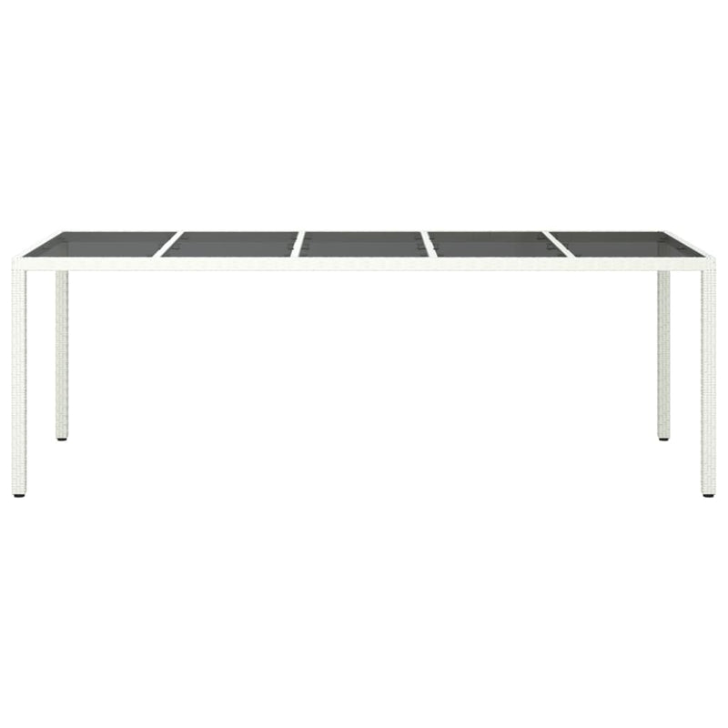 vidaXL Garden Table White 250x100x75 cm Poly Rattan and Tempered Glass