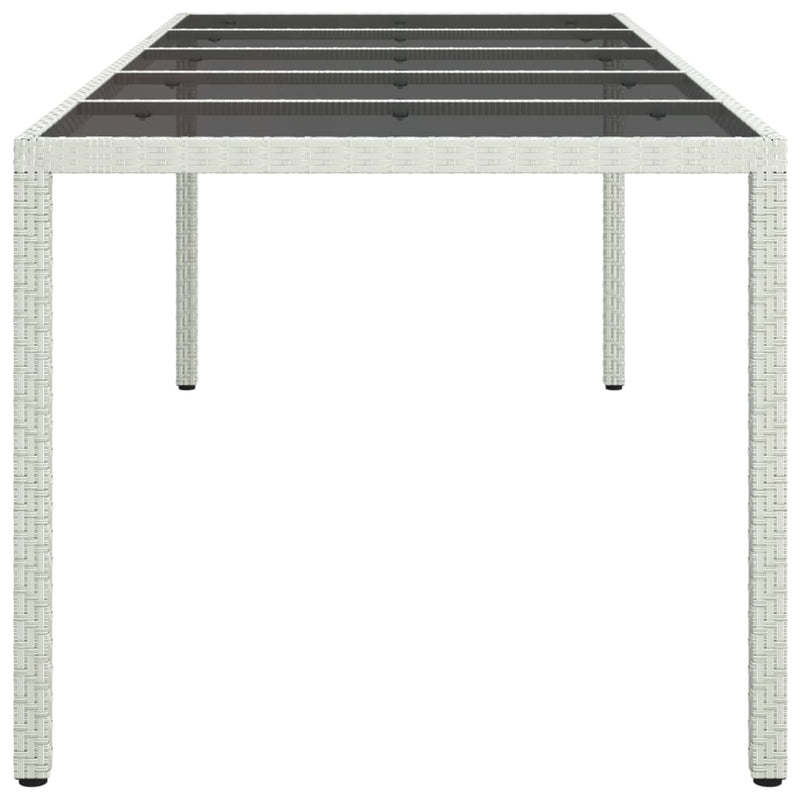 vidaXL Garden Table White 250x100x75 cm Poly Rattan and Tempered Glass