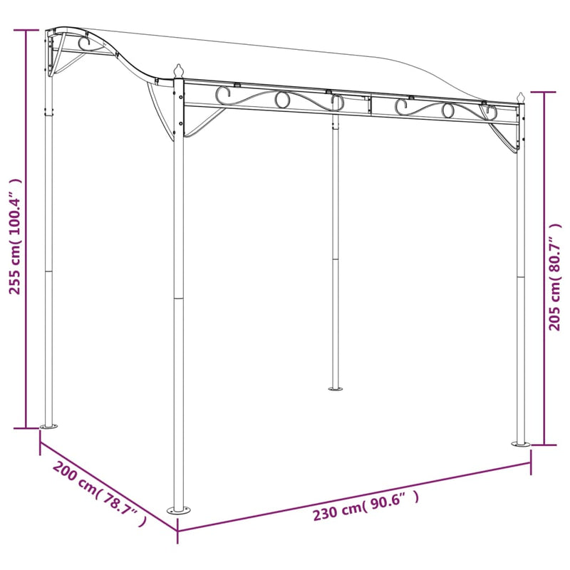 vidaXL Canopy Cream 2x2.3 m 180 g/m² Fabric and Steel