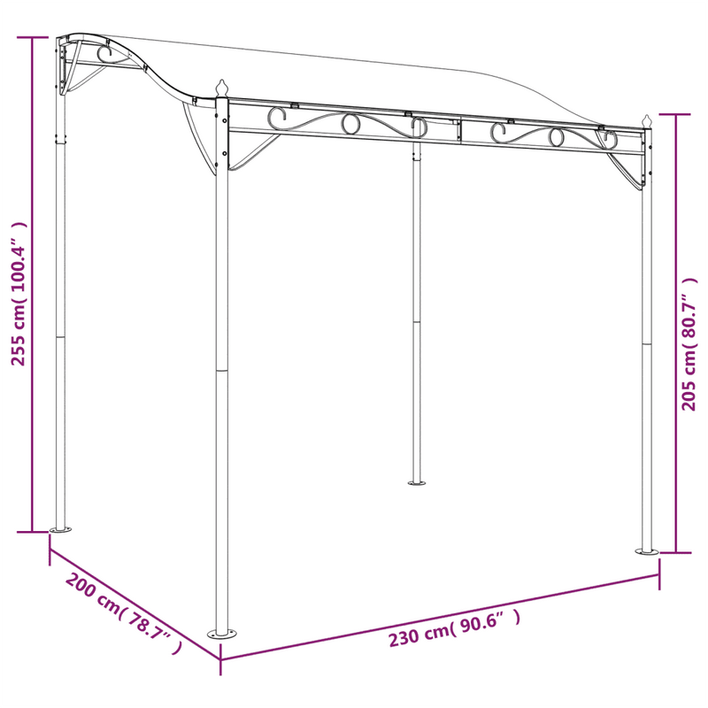 Canopy Taupe 2x2,3 m 180 g/m�� Fabric and Steel