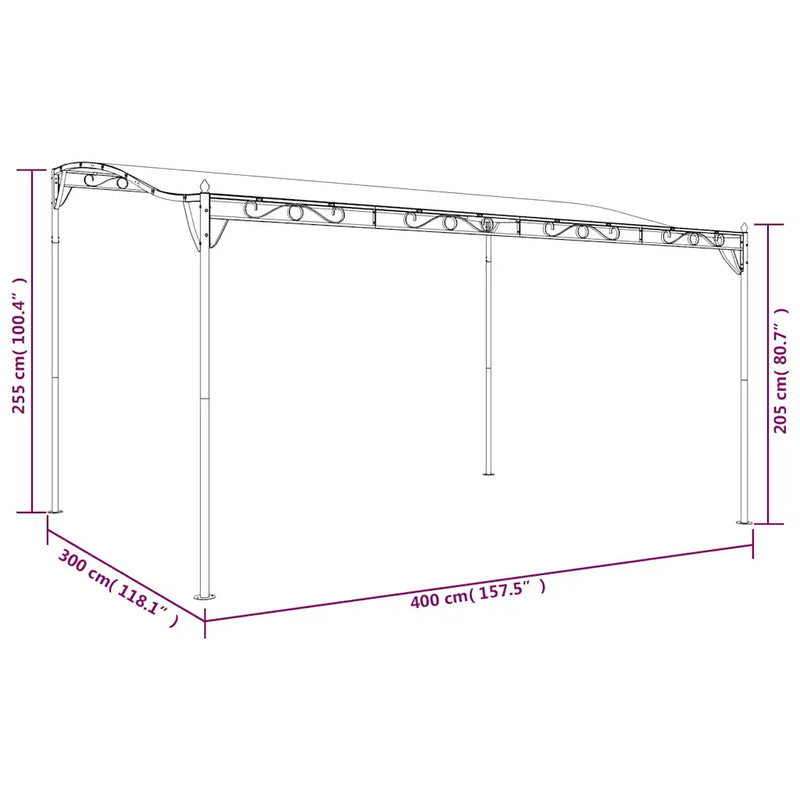 Canopy Cream 4x3 m 180 g/m² Fabric and Steel