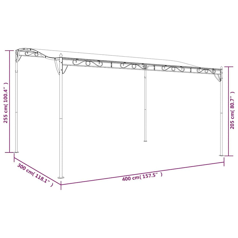 vidaXL Canopy Cream 4x3 m 180 g/m² Fabric and Steel