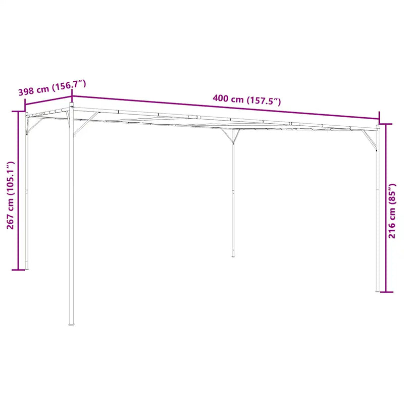 Gazebo Beige 4x4 m 180 g/m² Fabric and Steel