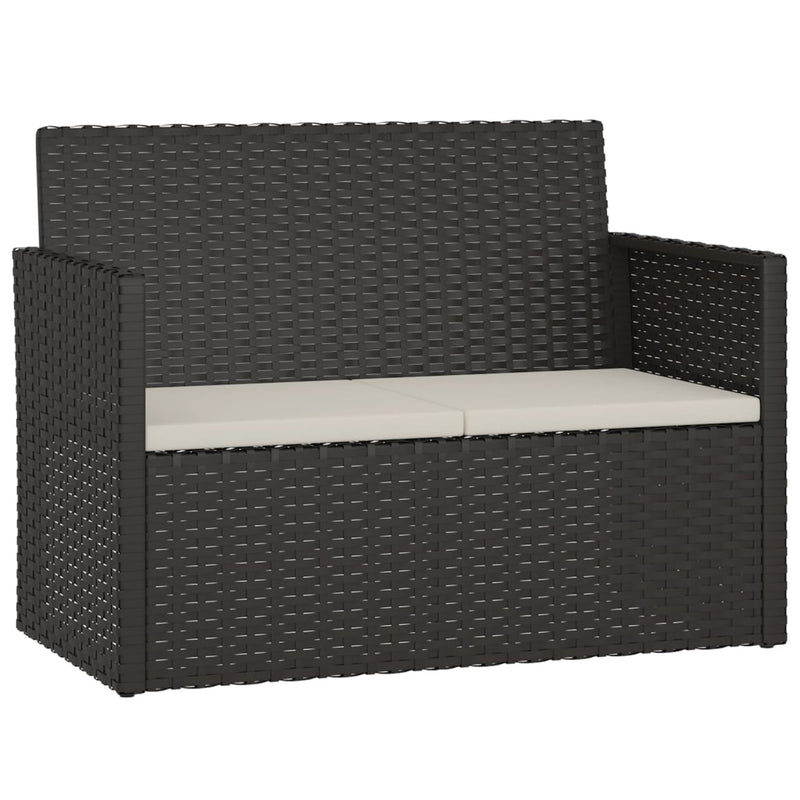 vidaXL Garden Bench with Cushions Black 105 cm Poly Rattan