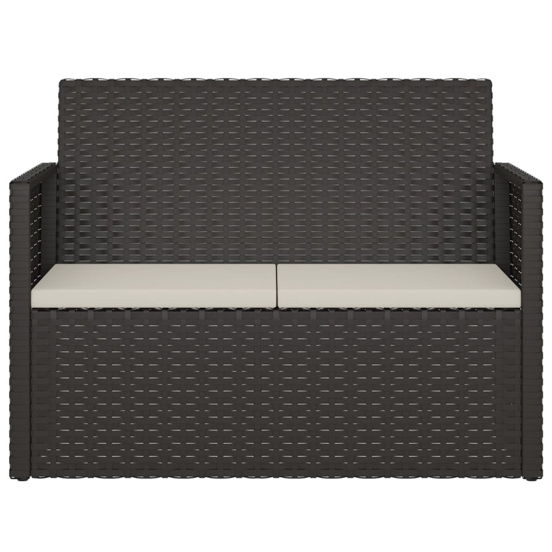 vidaXL Garden Bench with Cushions Black 105 cm Poly Rattan