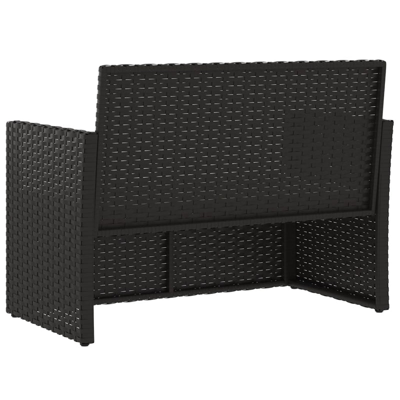 vidaXL Garden Bench with Cushions Black 105 cm Poly Rattan