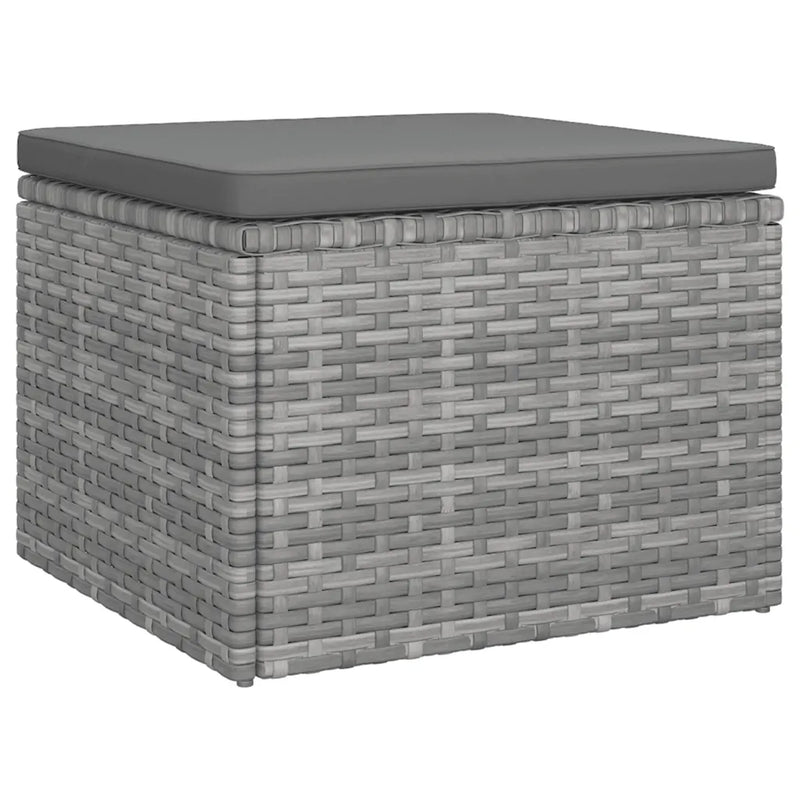 3-Seater Garden Sofa with Roof and Footstool Grey Poly Rattan