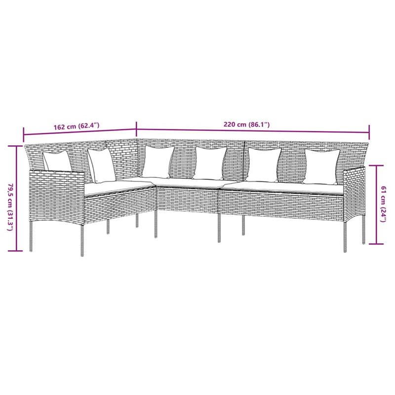 vidaXL 2 Piece Garden Dining Set with Cushions Black Poly Rattan