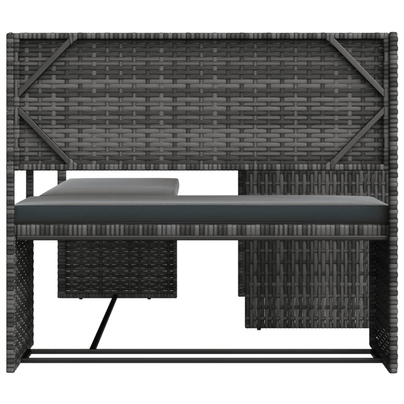 Garden Sofa with Table and Cushions L-Shaped Grey Poly Rattan