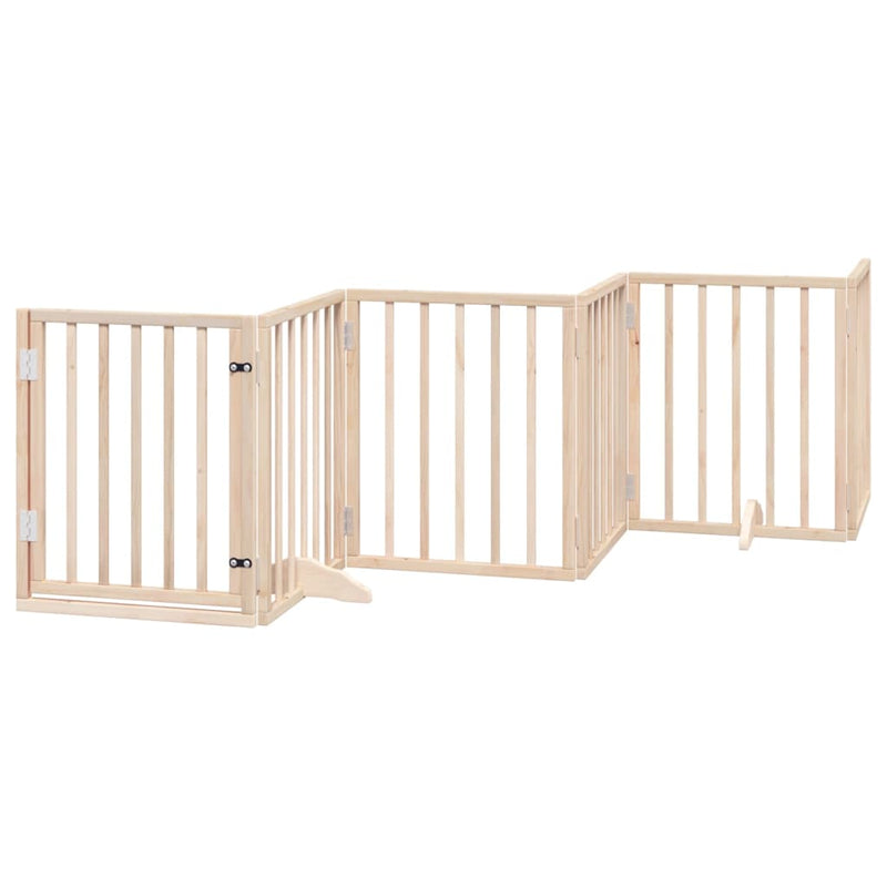 vidaXL Dog Gate with Door Foldable 6 Panels 300 cm Poplar Wood