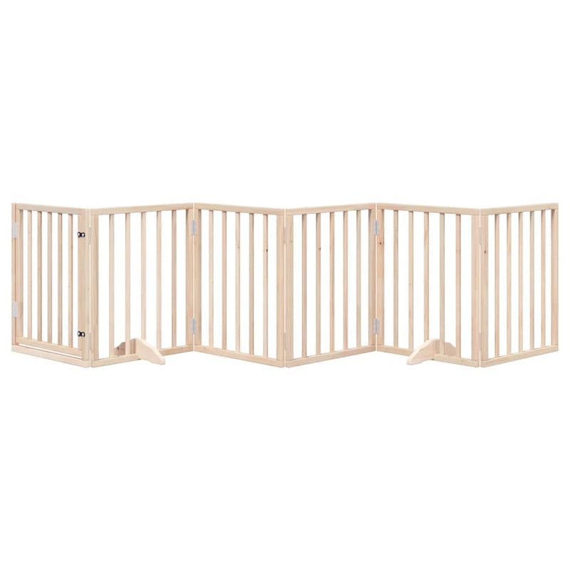 vidaXL Dog Gate with Door Foldable 6 Panels 300 cm Poplar Wood