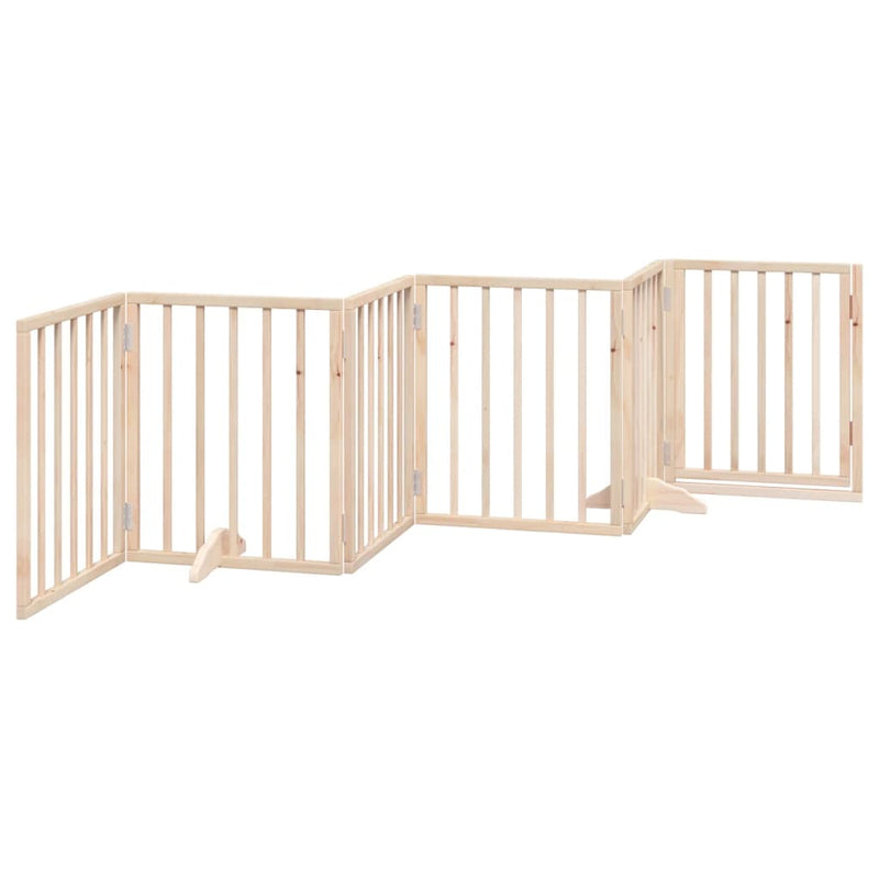 vidaXL Dog Gate with Door Foldable 6 Panels 300 cm Poplar Wood