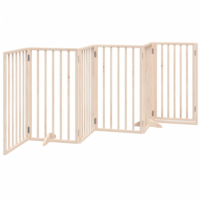 vidaXL Dog Gate with Door Foldable 6 Panels 300 cm Poplar Wood
