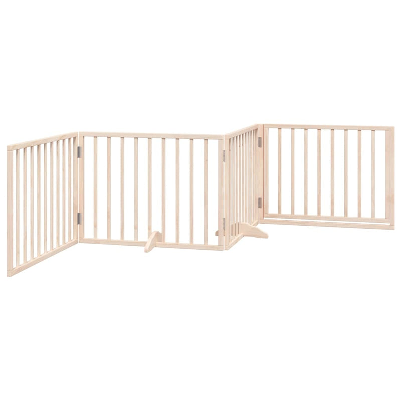 vidaXL Dog Gate with Door Foldable 4 Panels 320 cm Poplar Wood