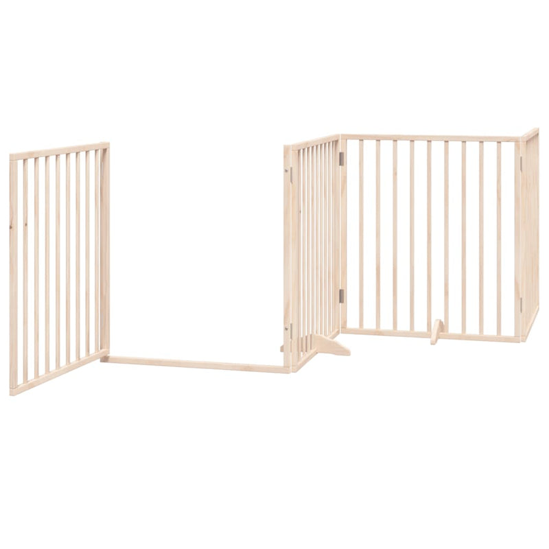 vidaXL Dog Gate with Door Foldable 4 Panels 320 cm Poplar Wood