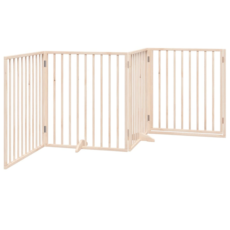 vidaXL Dog Gate with Door Foldable 4 Panels 320 cm Poplar Wood