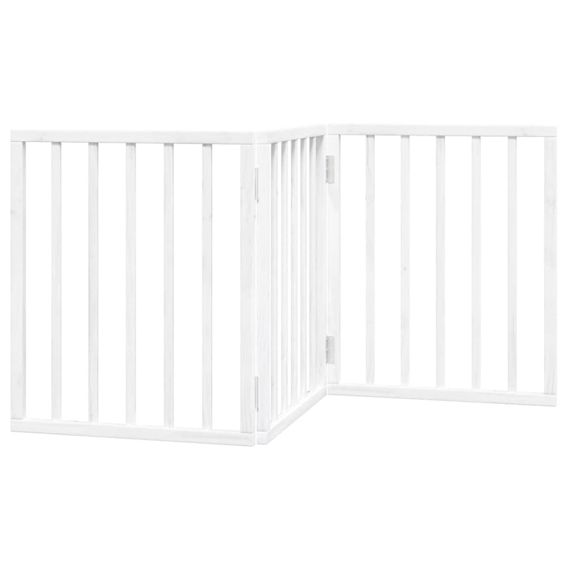 vidaXL Dog Gate Foldable 3 Panels White 150 cm Poplar Wood