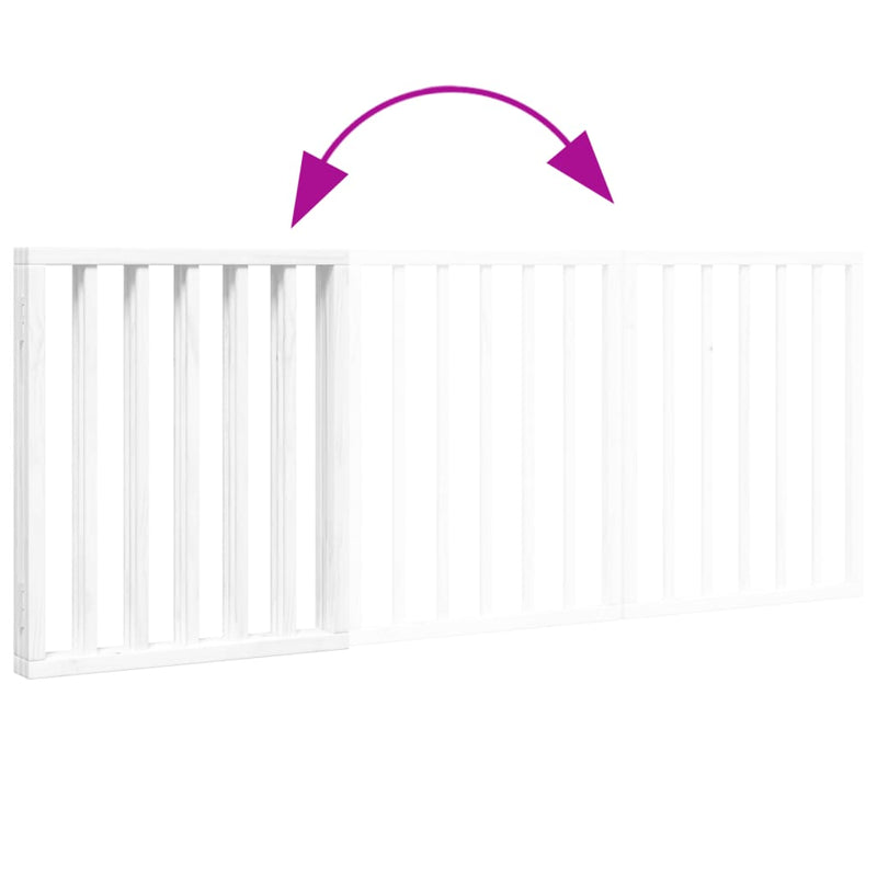 vidaXL Dog Gate Foldable 3 Panels White 150 cm Poplar Wood