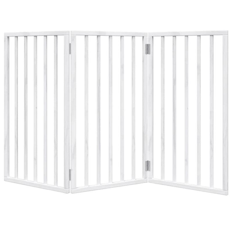 vidaXL Dog Gate Foldable 3 Panels White 150 cm Poplar Wood