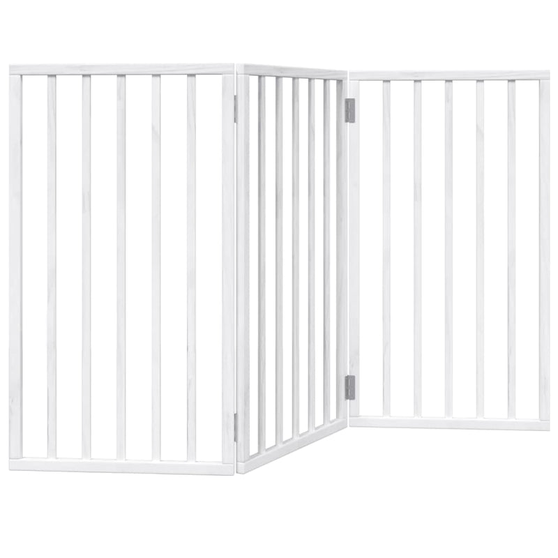 vidaXL Dog Gate Foldable 3 Panels White 150 cm Poplar Wood