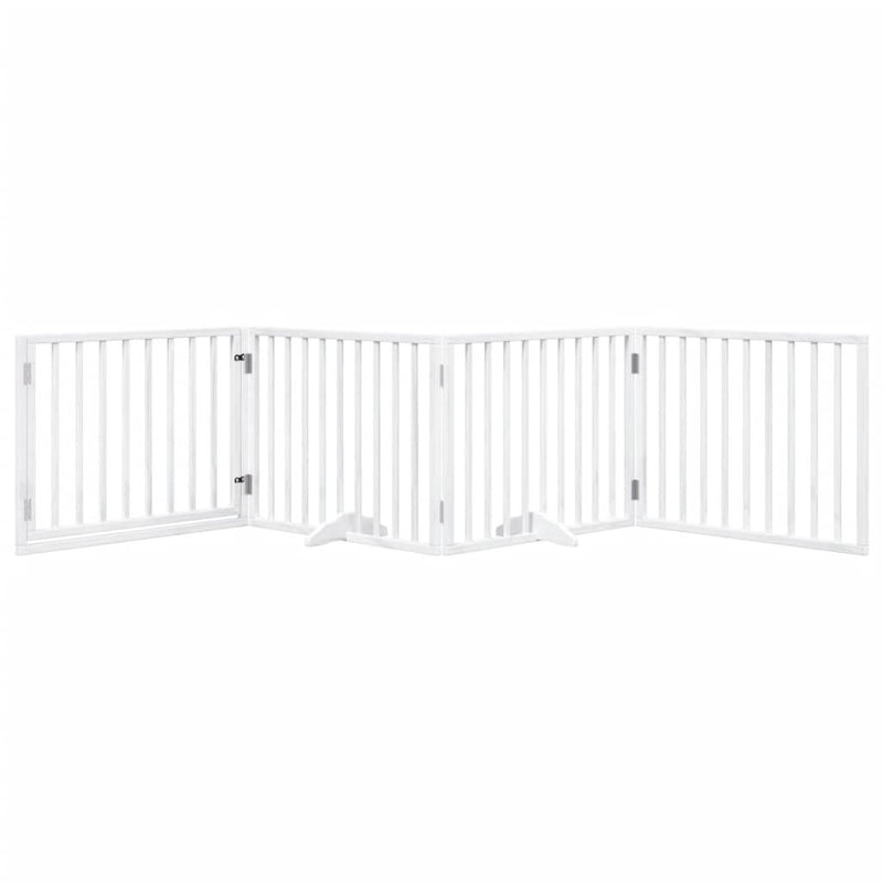 vidaXL Dog Gate with Door Foldable 4 Panels White 320 cm Poplar Wood