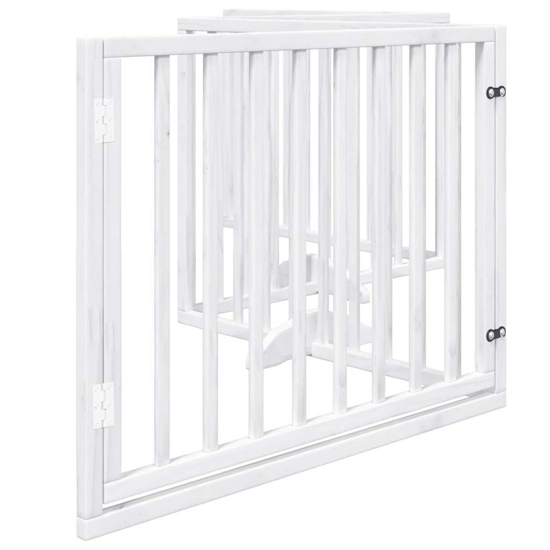 vidaXL Dog Gate with Door Foldable 4 Panels White 320 cm Poplar Wood