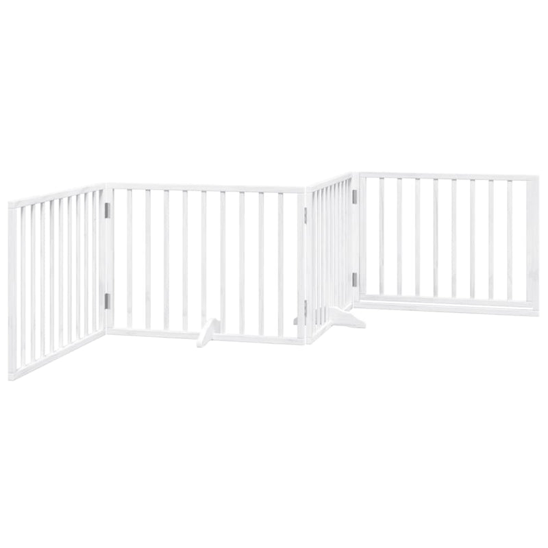 vidaXL Dog Gate with Door Foldable 4 Panels White 320 cm Poplar Wood