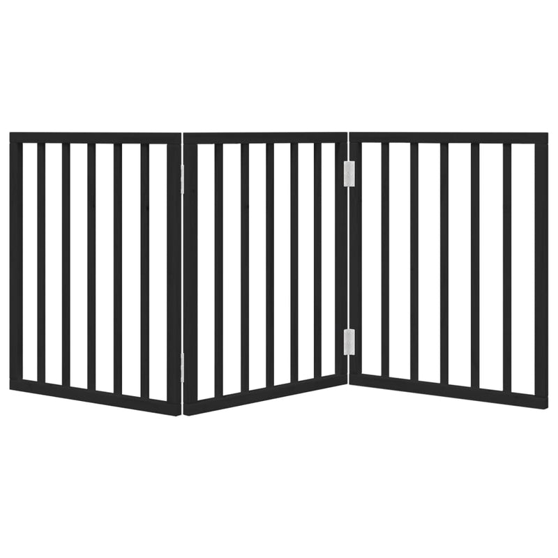 vidaXL Dog Gate Foldable 3 Panels Black 150 cm Poplar Wood