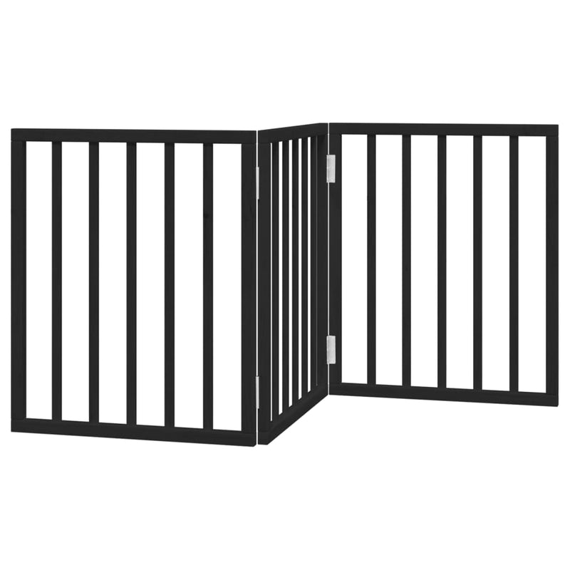 vidaXL Dog Gate Foldable 3 Panels Black 150 cm Poplar Wood