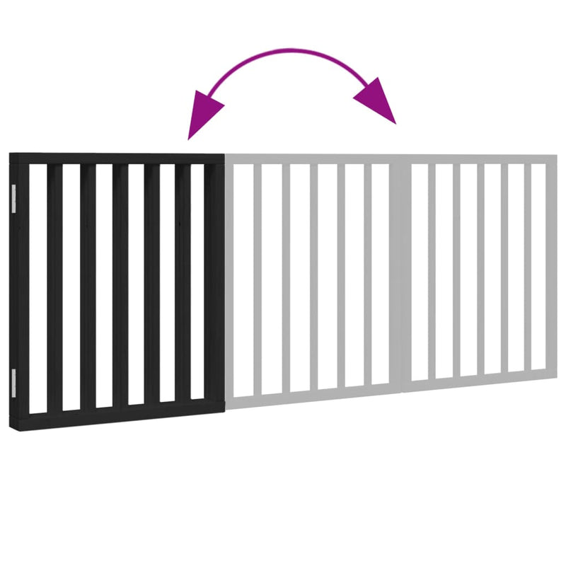 vidaXL Dog Gate Foldable 3 Panels Black 150 cm Poplar Wood