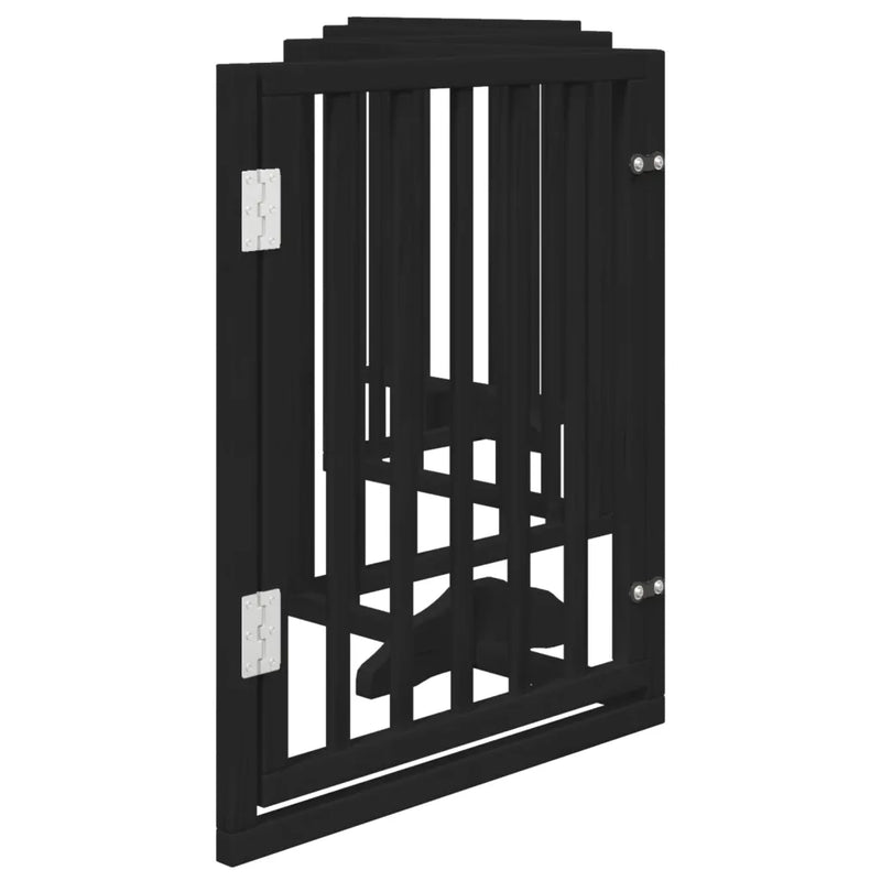 Dog Gate with Door Foldable 6 Panels Black 300 cm Poplar Wood