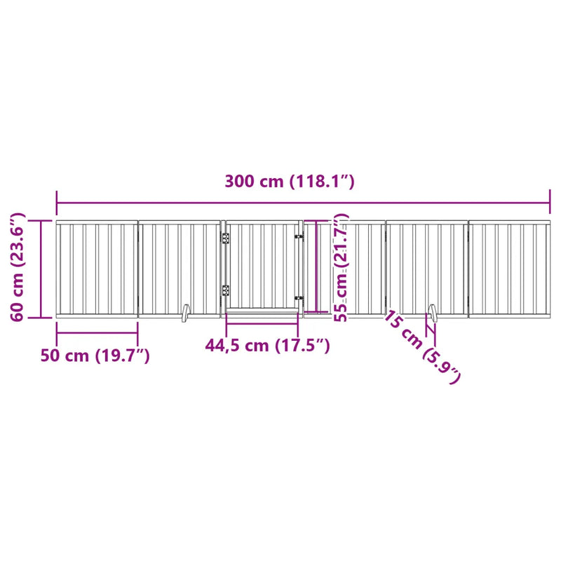 Dog Gate with Door Foldable 6 Panels Brown 300 cm Poplar Wood