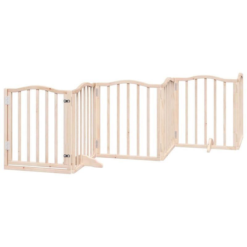 vidaXL Dog Gate with Door Foldable 6 Panels 300 cm Poplar Wood